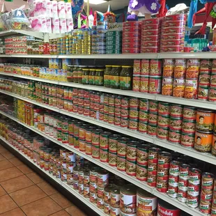 a variety of canned food