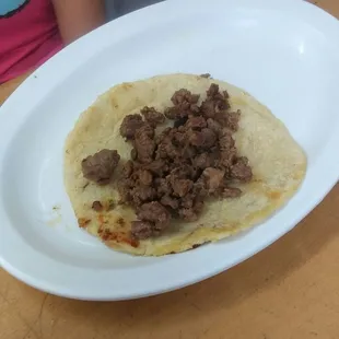 Plain taco de asada. These hand made tortillas are everything!