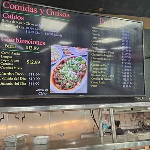 menu and prices