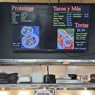 Hot food menu
