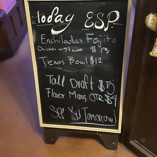 Specials of the day