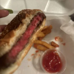 Undercooked burger
