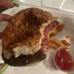 Undercooked burger