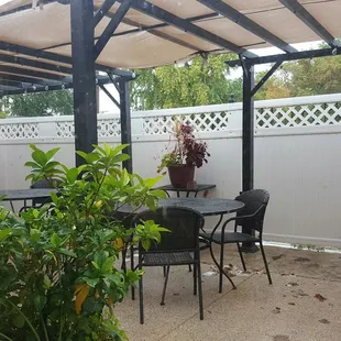 Too wet today for their patio.