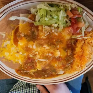 Enchilada plate with green chile