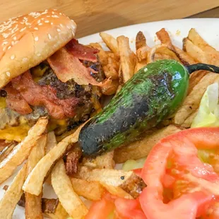 Off the menu...1/2 lb Monster Burger with hand cut fries. $8.88