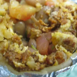 breakfast burrito - eggs and chorizo w/ everything
