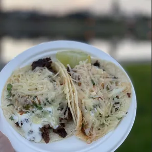 Sour cream and cheese carne asada tacos - $3 each