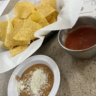 Standard Chips, Salsa and Bean Dip