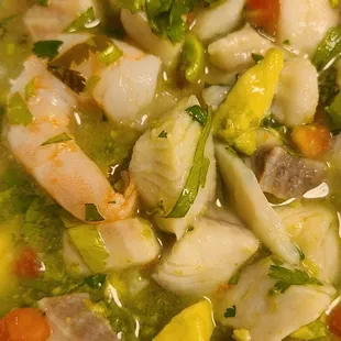 Ceviche once at home and in a bowl.