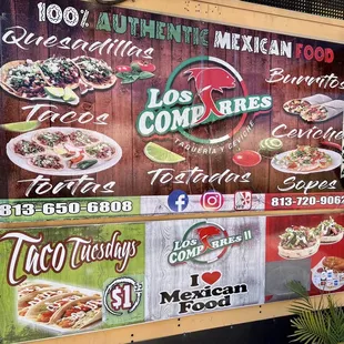 Partial menu.