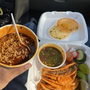 Birria ramen and quesabirrias