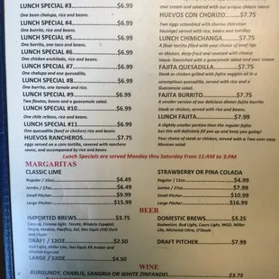 Lunch specials including "unique cheese" :)