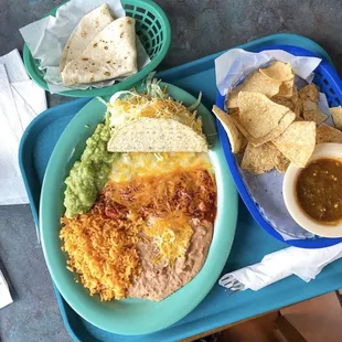 a tray of mexican food