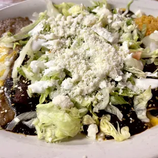Cheese and Onion, Mexican Enchiladas with added Mole sauce.
