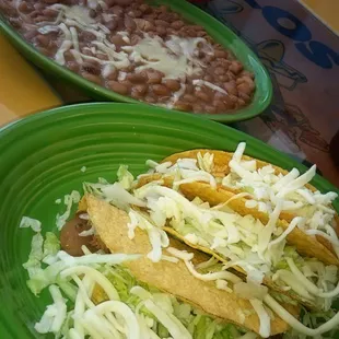 I had to have my beans reheated.The tacos are okay I one beef, one chicken,  one pork .99 each.