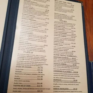 menu