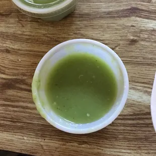 Verde salsa (kinda liquidy so dispense slowly!)