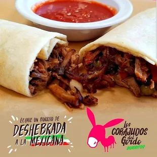 a burrito cut in half