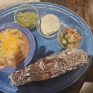 Refried beans and tortillas
