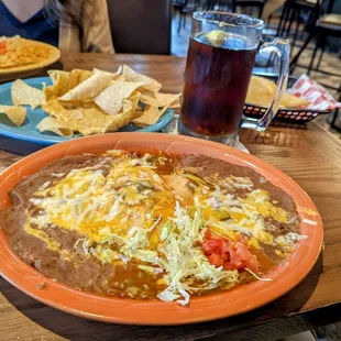 Cheese enchiladas, green - all beans