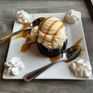 Brownie with Dulce De Leche Ice Cream