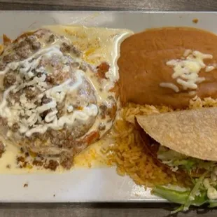 Ground Beef Filled Relleno and a Beef Taco