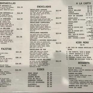menu