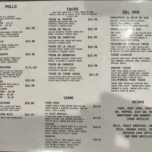 menu
