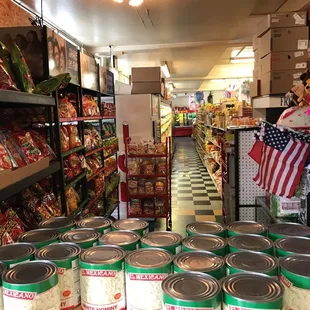 a variety of canned food