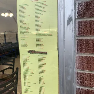 a menu in a window