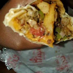 The inside of my California burrito. Highly recommended.