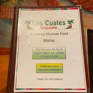 menu