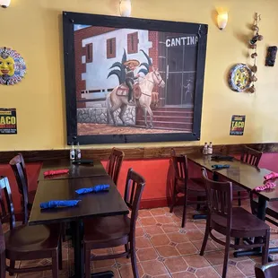 Seating near authentic Mexican artwork.