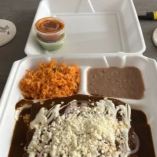 mexican food in a styrofoam container