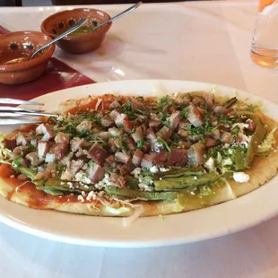 Huarache with carnitas.