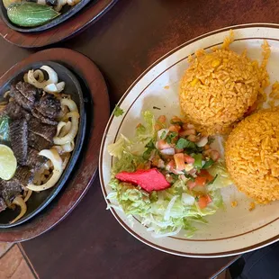 Fajitas Beef &amp; Rice Plate