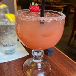 Large house margarita with strawberry