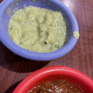 I love the salsas provided with chips.  Mr. Picky liked the guacamole best as you can see from his dragging it to his side of the table.