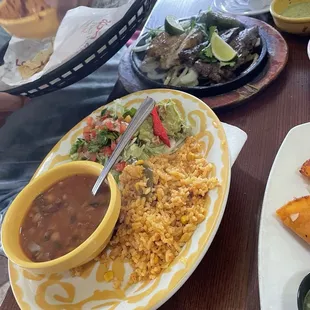 Lunch special mix beef and chicken fajita meal