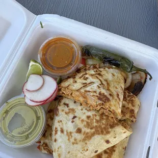 Chicken quesadillas. Huge!