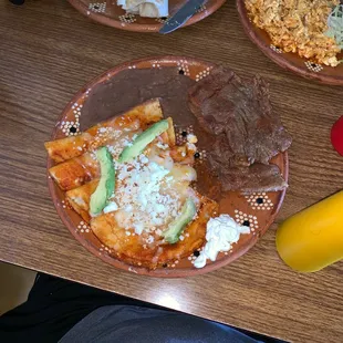 Enchiladas Rona with carne asada