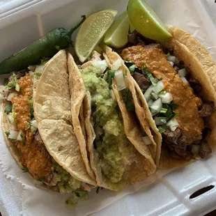 Pork, chicken, steak