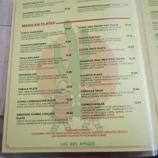 The menu