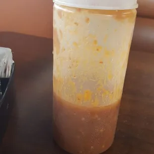 This bottle of hot salsa was full when I started on it. It is a must