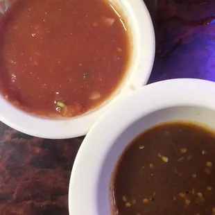 normal salsa on top, spicier on bottom