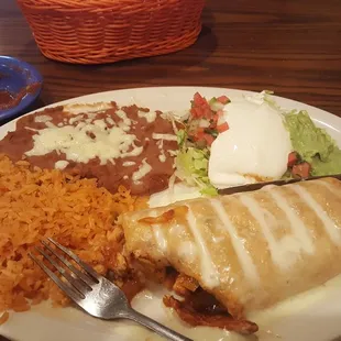 Chimichanga made with chicken.  . .one word, delicious