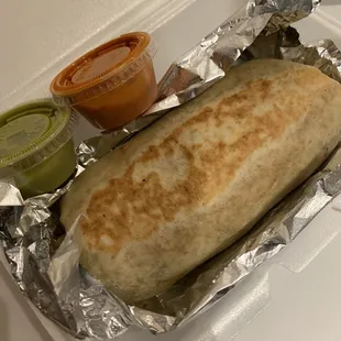 Steak burrito, love the sauces. They are mild, but add nice flavors!