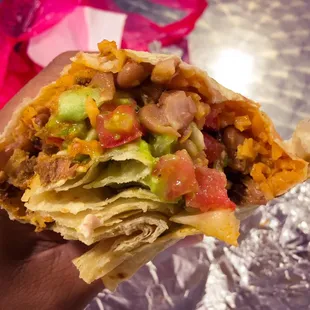 The cross section of my burrito at about the halfway point of my devouring it.