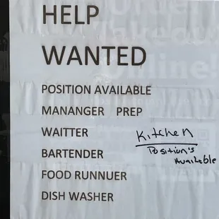 help wanted....but they are doing well without you